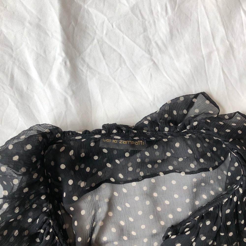 Carla Zampatti black spotted sheet blouse - Picture 3 of 3